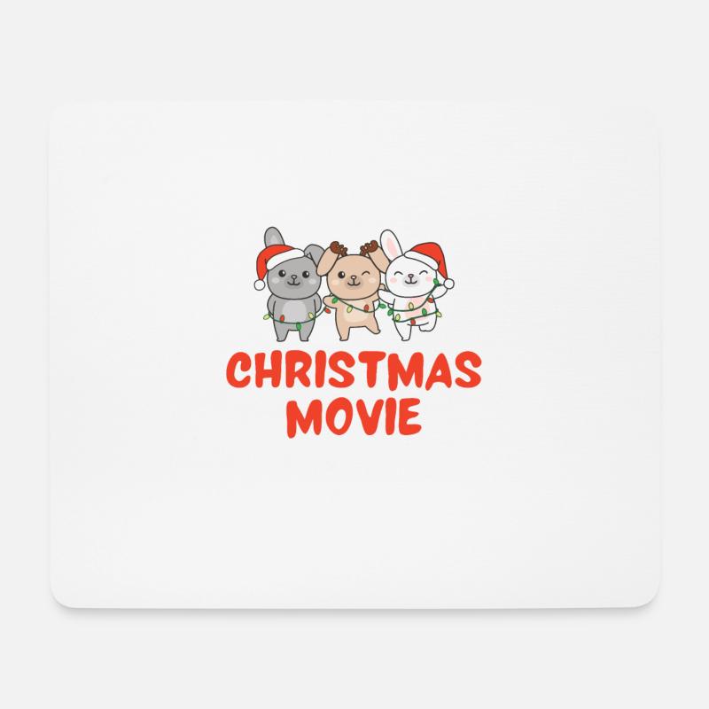 Hase Christmas Movie Watching - Mousepad (Querformat) - Weiß