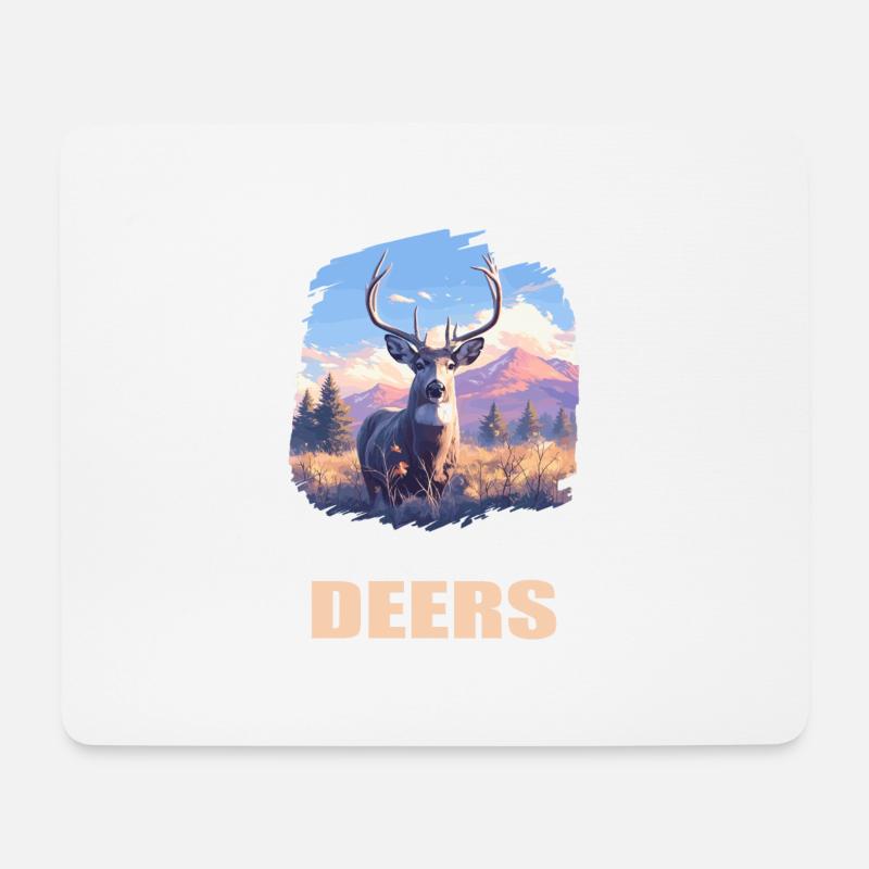 Hirsche Hirsch - Mousepad (Querformat) - Weiß
