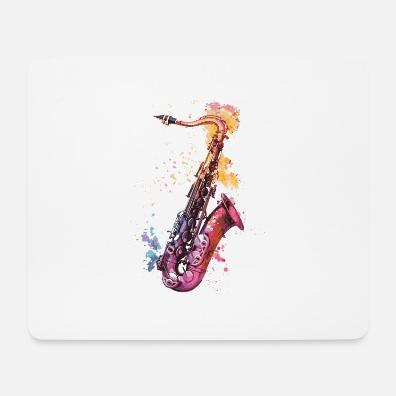 Saxophone - Tapis de souris (format paysage) - blanc