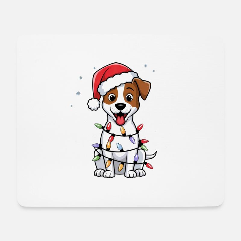 Jack Russell Terrier Christmas Lights Xmas Dogs - Mousepad (Querformat) - Weiß