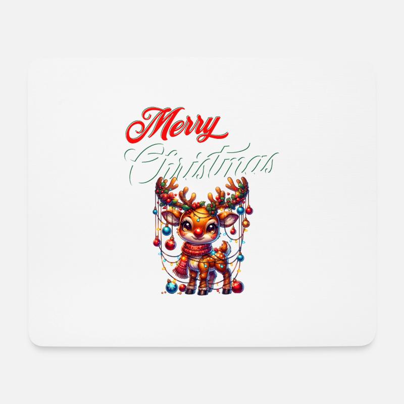 Frohe Weihnachten mit lustigem Rentier Merry Xmas - Mousepad (Querformat) - Weiß