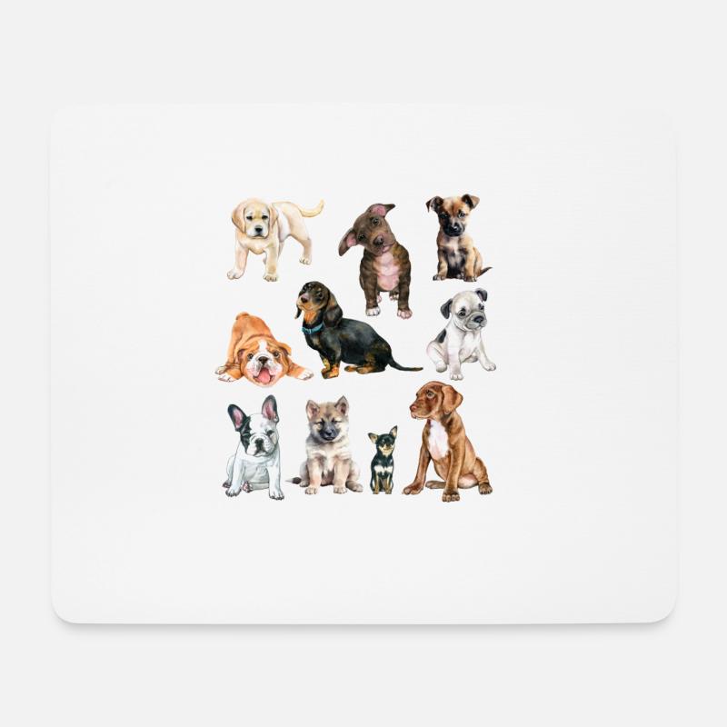 Süße Hunde.Süße Welpen verschiedener Hunderassen - Mousepad (Querformat) - Weiß