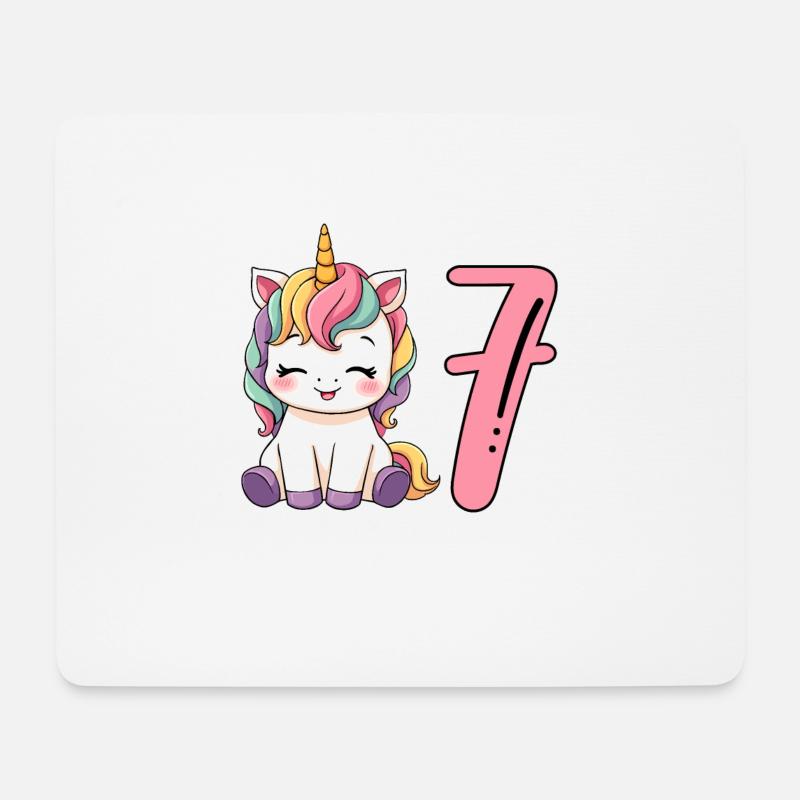 Kinder Einhorn 7. Geburtstag Ich bin schon Sieben - Mousepad (Querformat) - Weiß