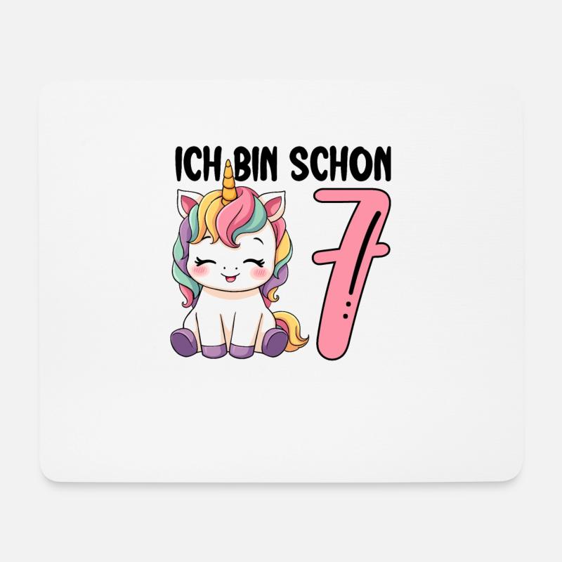 Ich bin schon Sieben Einhorn 7. Geburtstag - Mousepad (Querformat) - Weiß