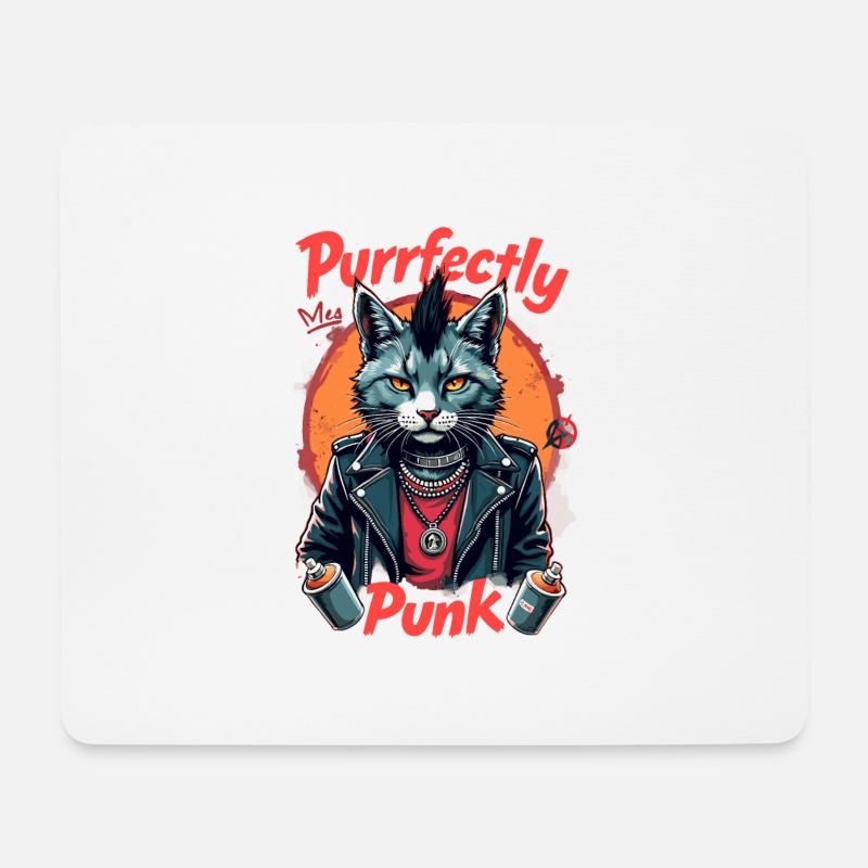 Punk Katze für einen Punker Katzenfreund - Mousepad (Querformat) - Weiß