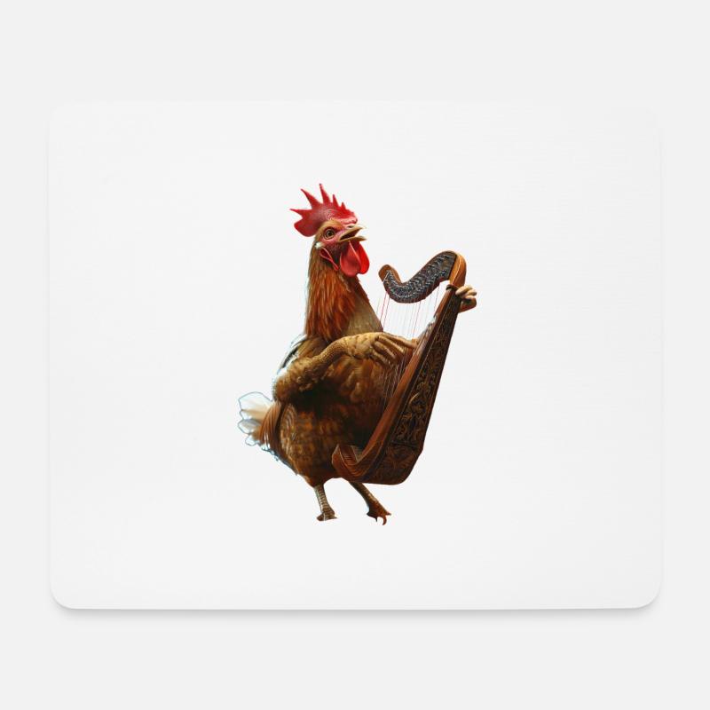 Hahn Harfe - Mousepad (Querformat) - Weiß