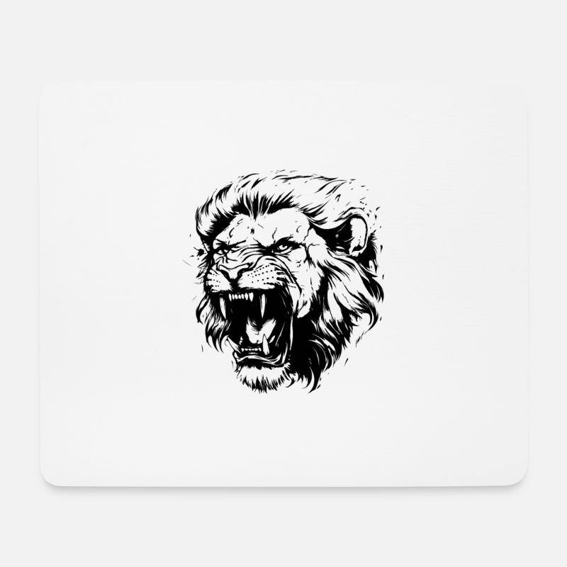 Löwe Kopf - Mousepad (Querformat) - Weiß