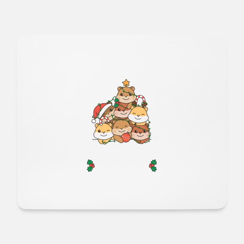 Weihnachten Hamster Weihnachts Schlafanzug - Mousepad (Querformat) - Weiß
