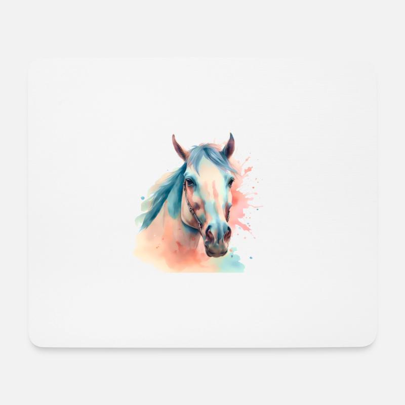 Pferd Pferde Pferdekopf - Mousepad (Querformat) - Weiß