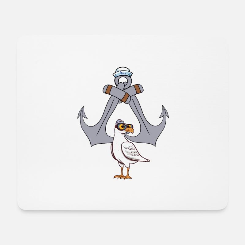 Möwe Möwen maritim Anker Seefahrt Ahoi - Mousepad (Querformat) - Weiß