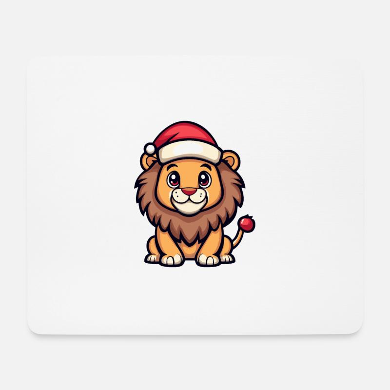 Löwe Weihnachten - Mousepad (Querformat) - Weiß