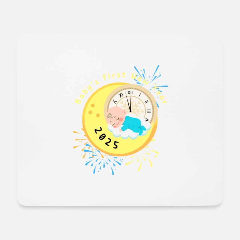 Baby erstes Neujahr 2025 Junge - Mousepad (Querformat) - Weiß