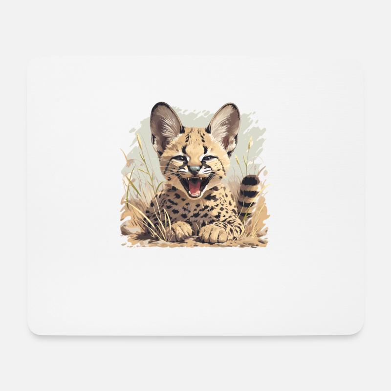 Servale Serval - Mousepad (Querformat) - Weiß