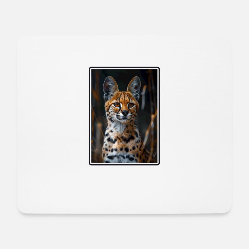 Servale Serval - Mousepad (Querformat) - Weiß
