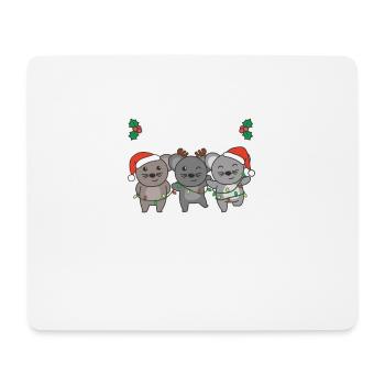 Merry Christmas Cute Mouse Christmas Mice - Mouse Pad (horizontal) - white - Front