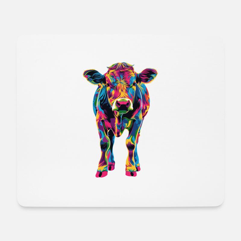 Kuh - Mousepad (Querformat) - Weiß