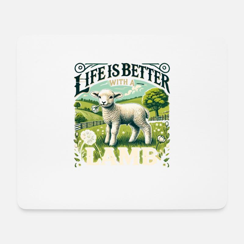 Das Leben ist besser mit einem Lamm - Mousepad (Querformat) - Weiß