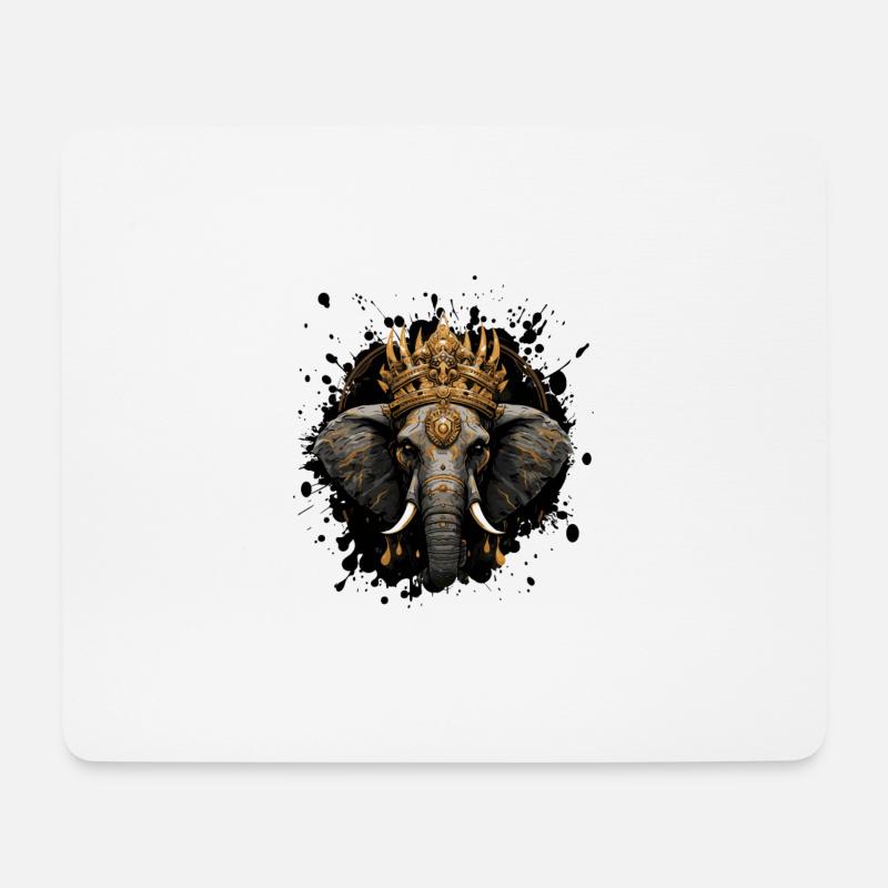 elefant krone tier - Mousepad (Querformat) - Weiß