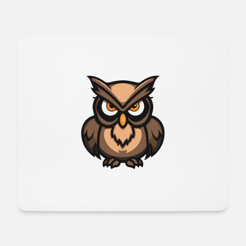 Eule Comic - Mousepad (Querformat) - Weiß