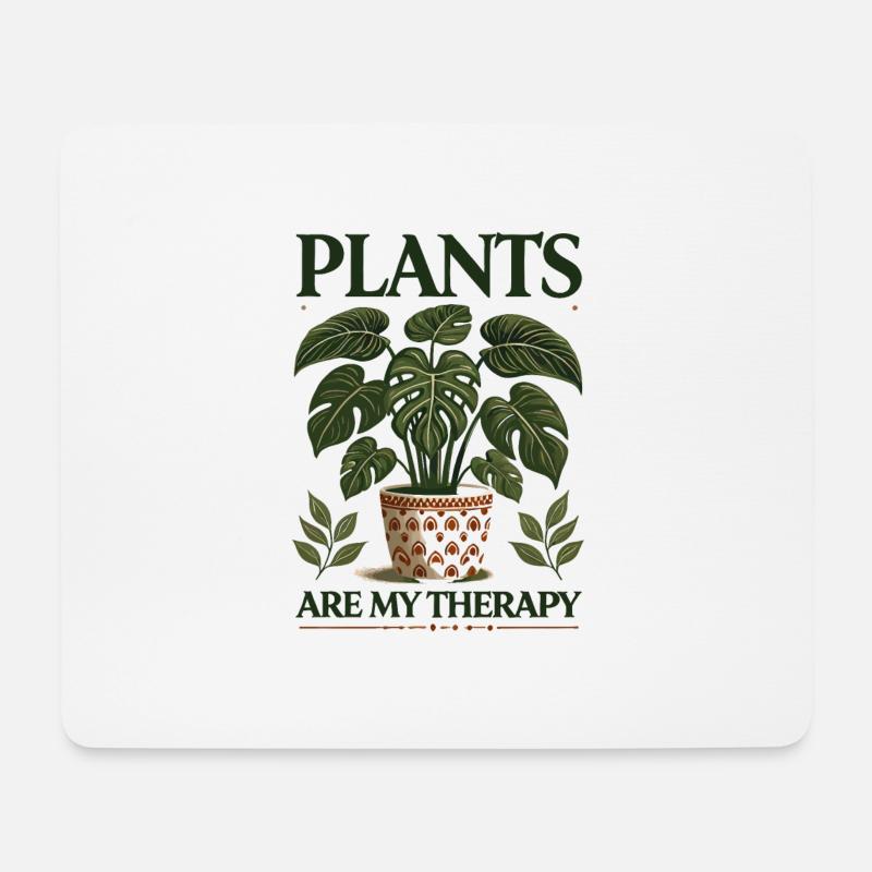 Pflanzen sind meine Therapie - Mousepad (Querformat) - Weiß