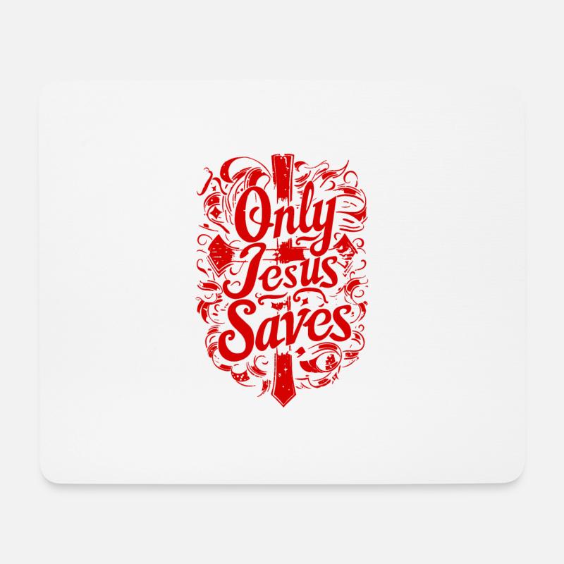 Nur Jesus Christus Rettet Bibelvers Spruch Glaube - Mousepad (Querformat) - Weiß