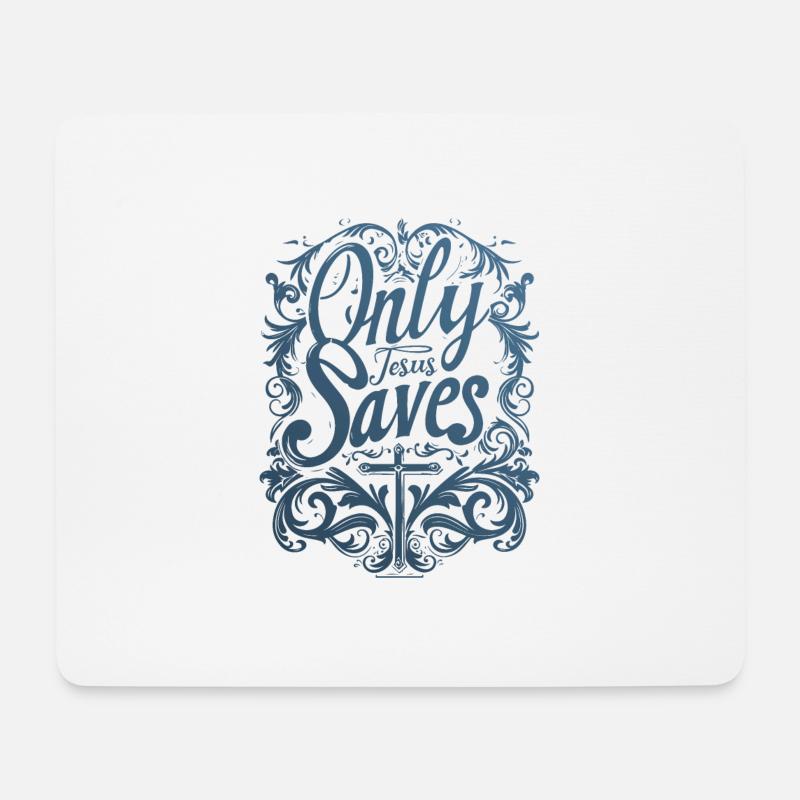 Jesus Rettet Christliche Sprüche Bibelverse - Mousepad (Querformat) - Weiß