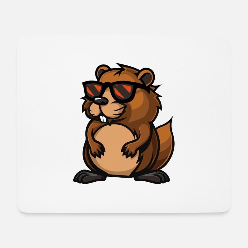 Biber Tier - Mousepad (Querformat) - Weiß