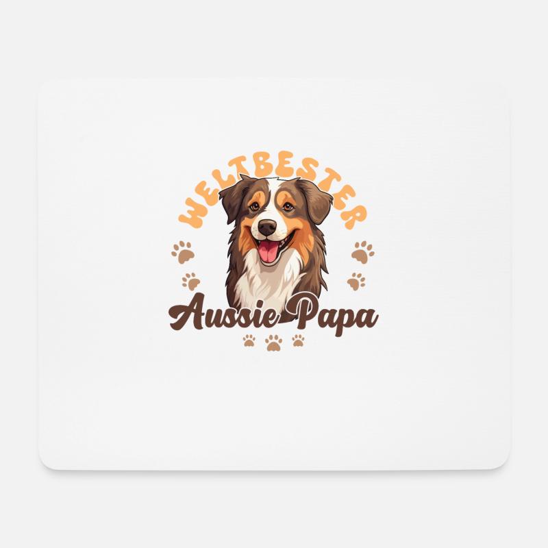 Australian Shepherd Blue Merle Groovy Aussie Papa - Mousepad (Querformat) - Weiß