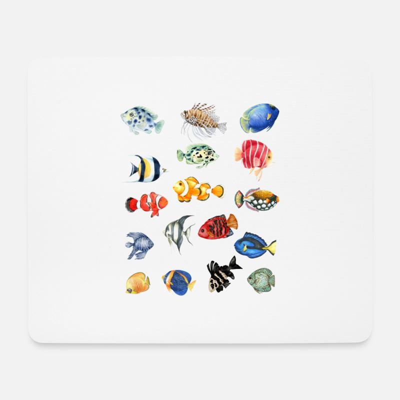 Fisch-Kollektion.Bunte Fische im exotischen Stil - Mousepad (Querformat) - Weiß