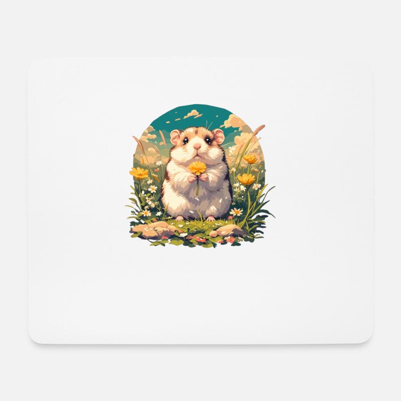 Hamster - Tapis de souris (format paysage) - blanc