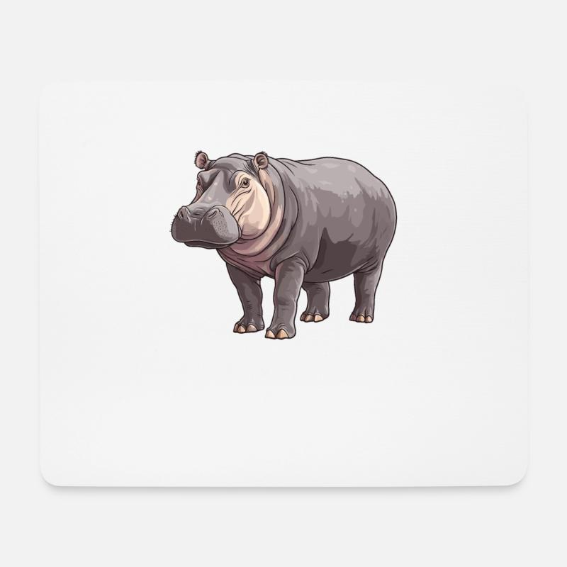 Hippopotame Hippopotame - Tapis de souris (format paysage) - blanc