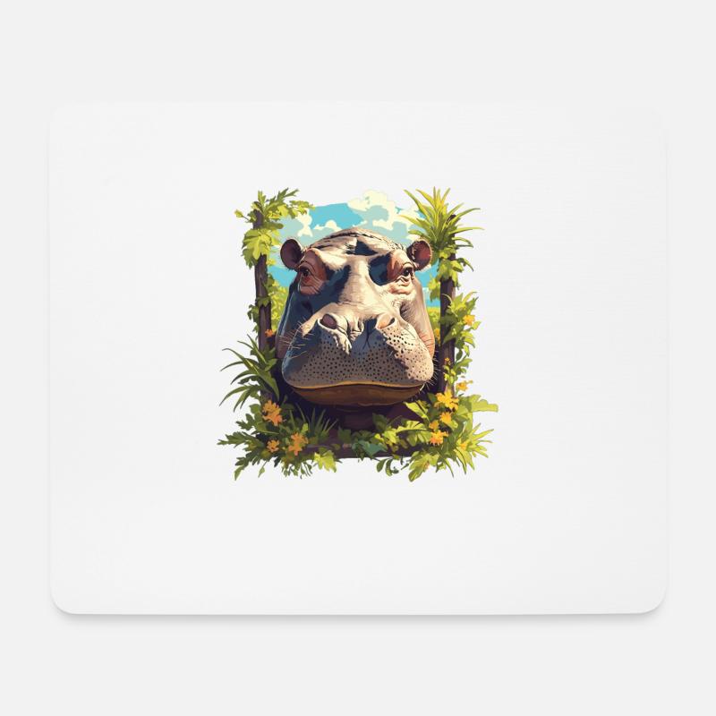 Nilpferd Flußpferd - Mousepad (Querformat) - Weiß