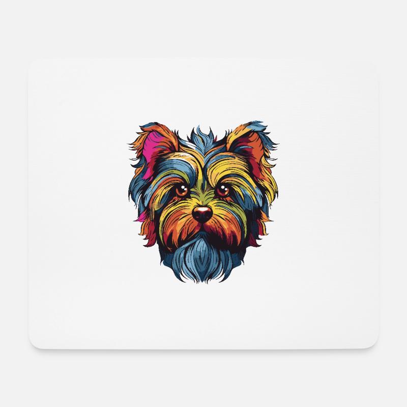 Yorkshire Terrier Hund Porträt - Mousepad (Querformat) - Weiß