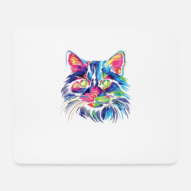 Katze Wasserfarben bunte Katzen - Mousepad (Querformat) - Weiß