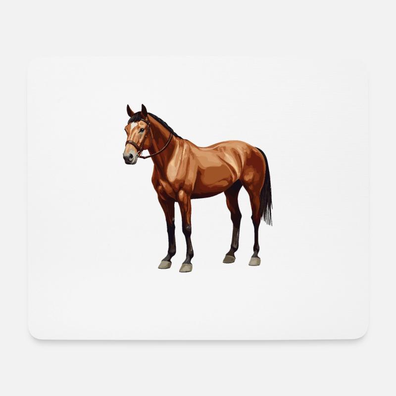 Chevaux Cheval - Tapis de souris (format paysage) - blanc