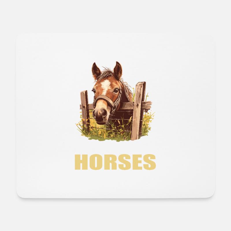 Pferde Pferd - Mousepad (Querformat) - Weiß