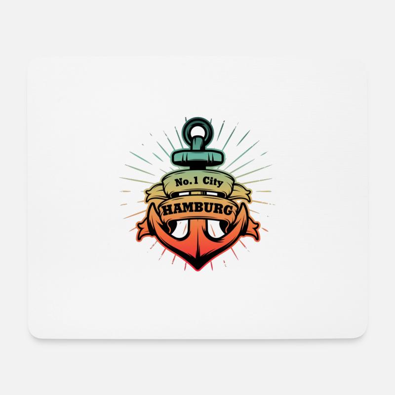 Nordstyle Hamburg Ankerdesign No. 1 City - Mousepad (Querformat) - Weiß