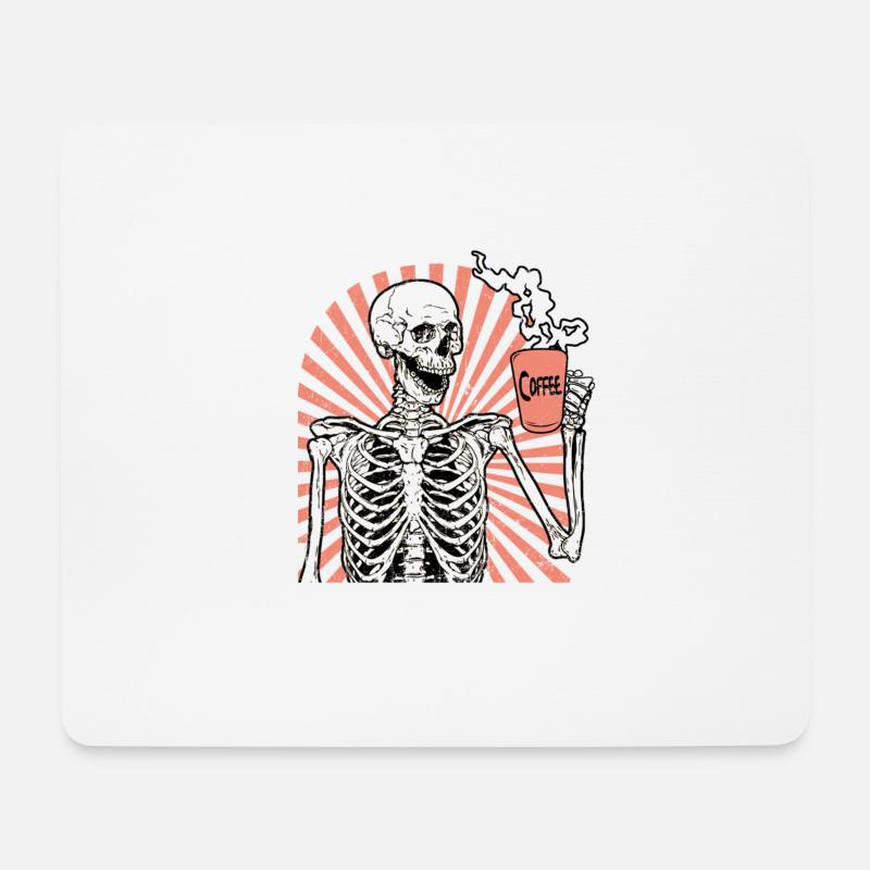 Skelett Männer Kaffee Staying Alive - Mousepad (Querformat) - Weiß