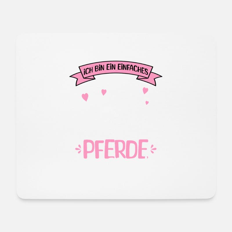 Einfaches Mädchen Pferde - Mousepad (Querformat) - Weiß