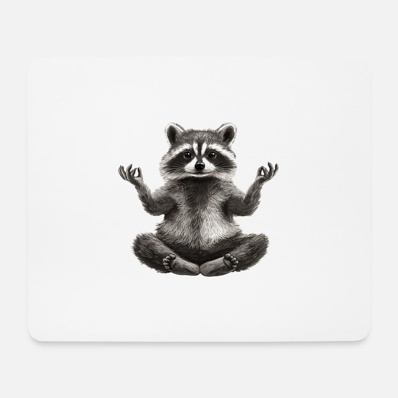 Waschbär - Mousepad (Querformat) - Weiß