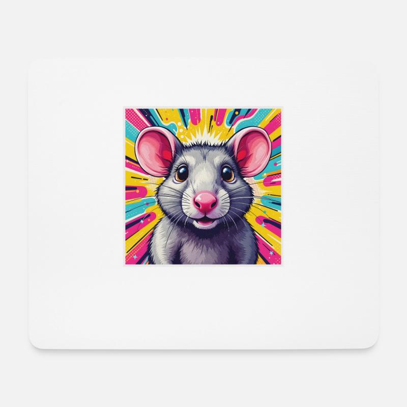 Pop Art Ratte - Mousepad (Querformat) - Weiß