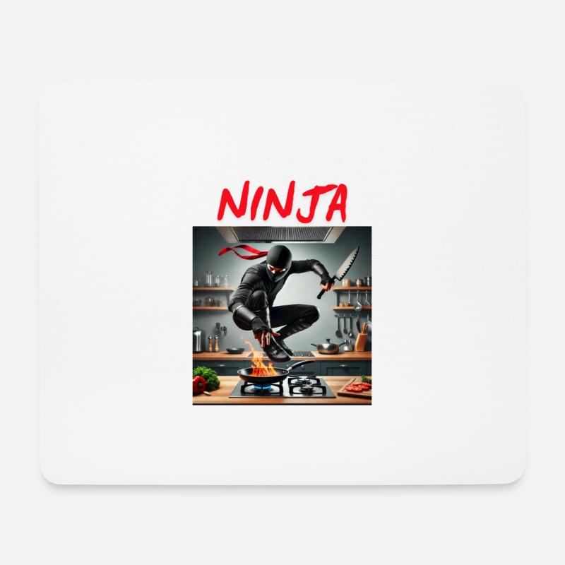 Küchenninja – Scharf mit Messer & Humor - Mousepad (Querformat) - Weiß