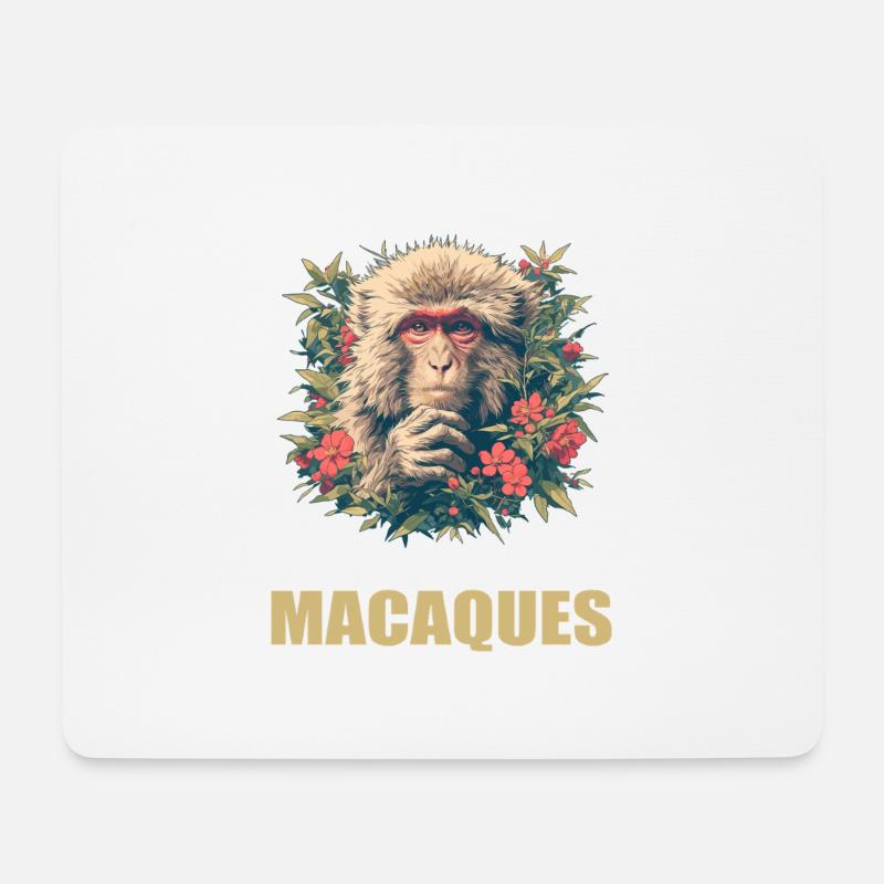 Makaken Makake - Mousepad (Querformat) - Weiß