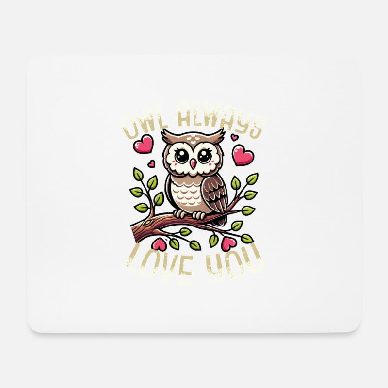 Eule Liebt Dich Immer Süßes Romantisches Wortspiel - Mousepad (Querformat) - Weiß