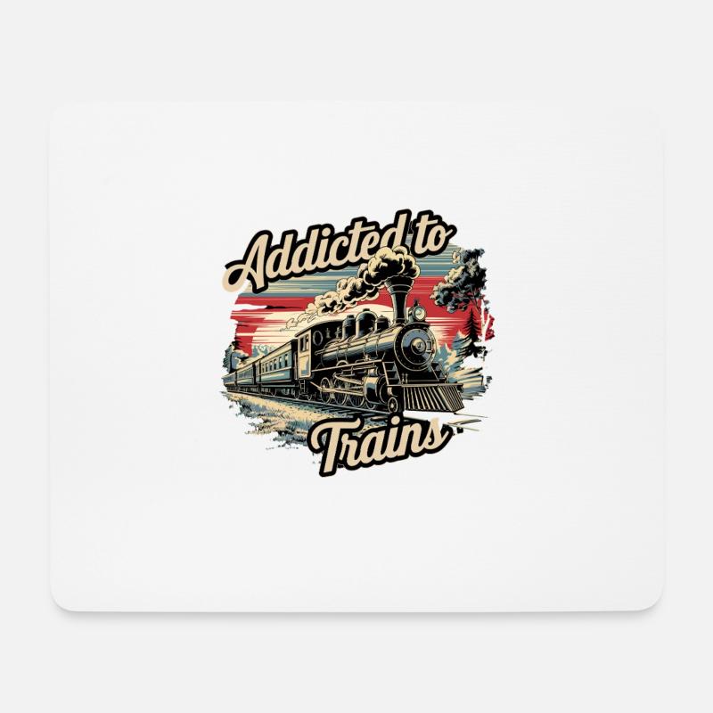 Addicted To Trains - Mousepad (Querformat) - Weiß