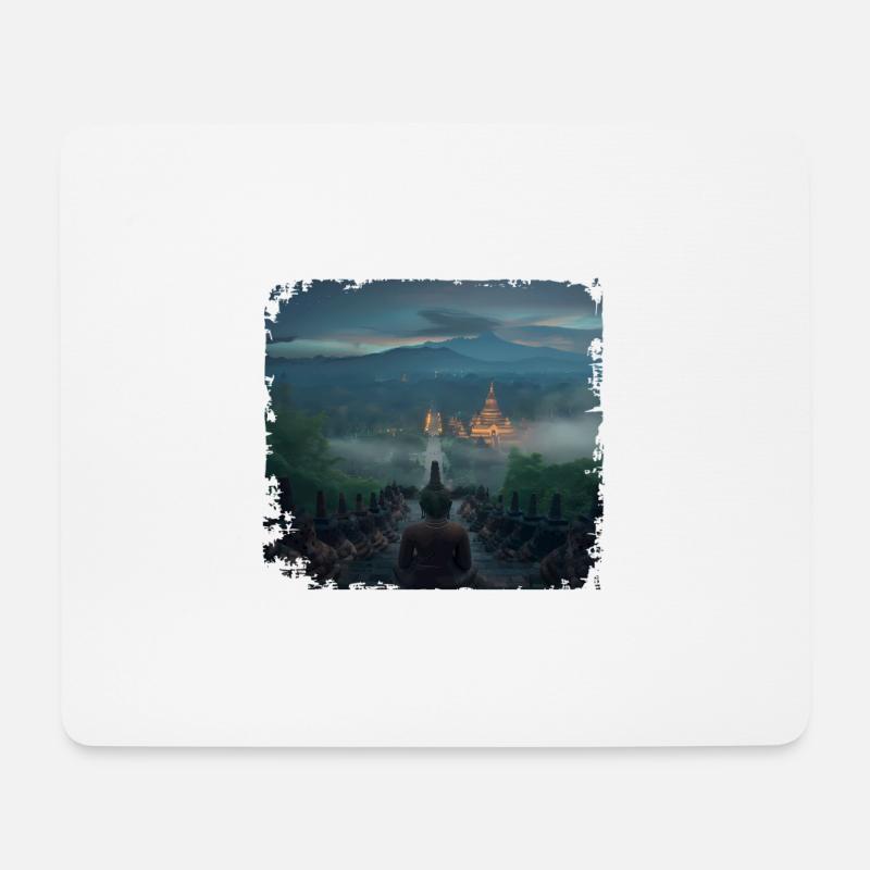 Borobudur - Mousepad (Querformat) - Weiß