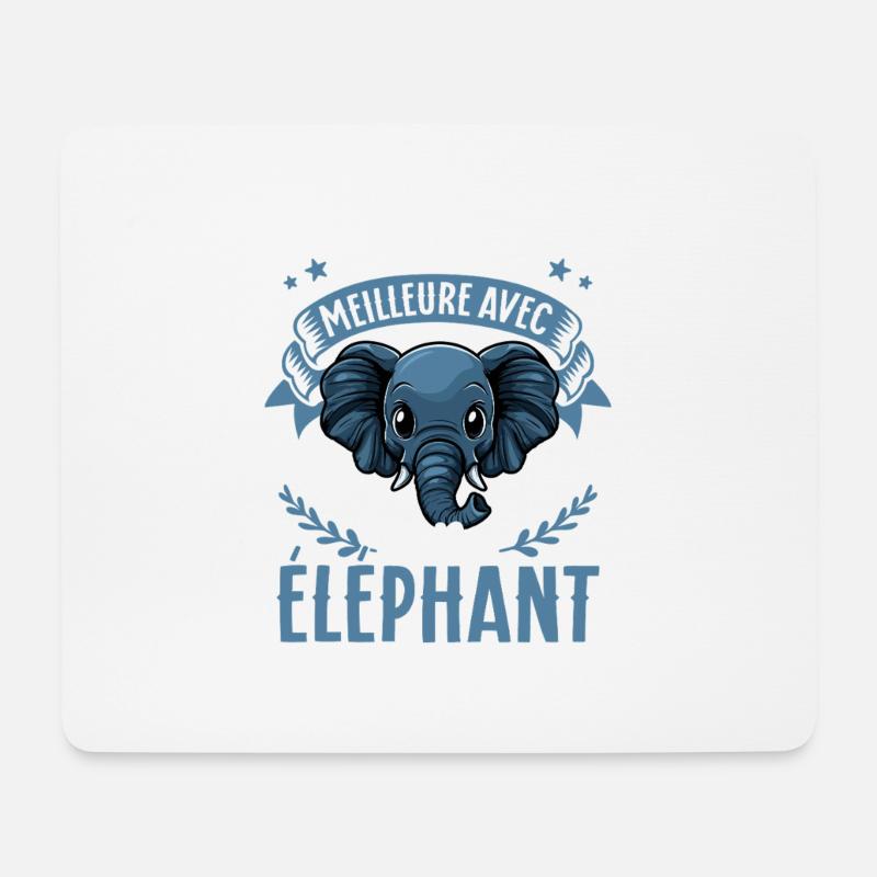 La vie est meilleure avec un Elephant - süßer - Mousepad (Querformat) - Weiß