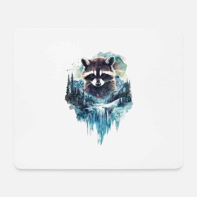 Waschbär - Mousepad (Querformat) - Weiß