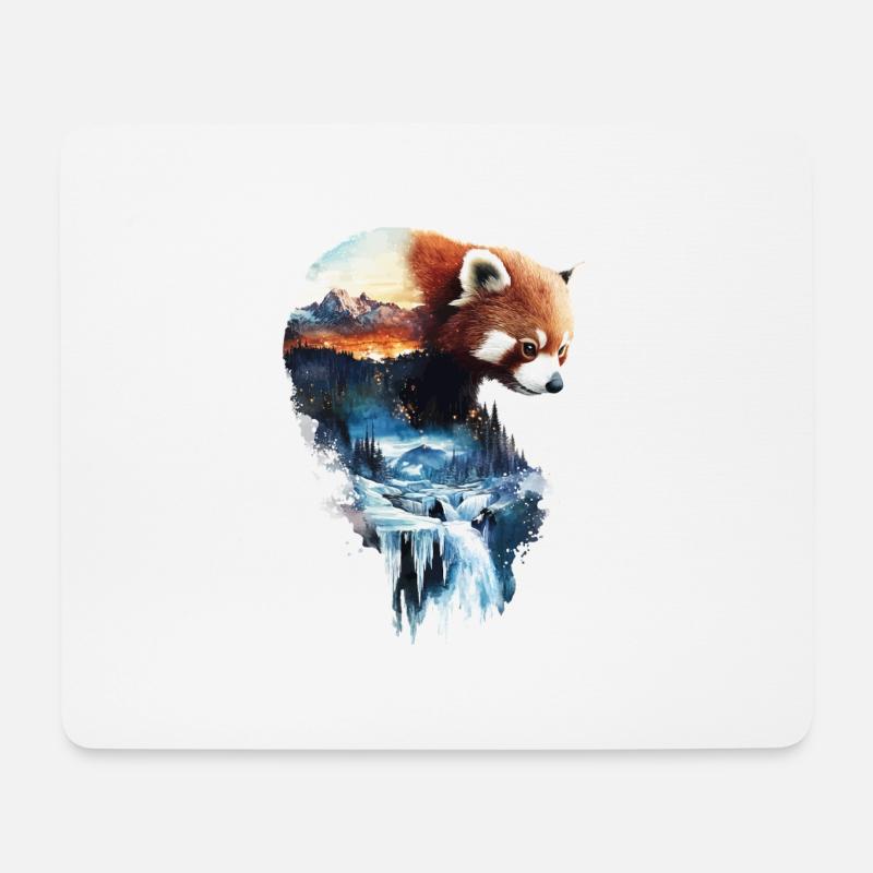 Roter Panda - Mousepad (Querformat) - Weiß