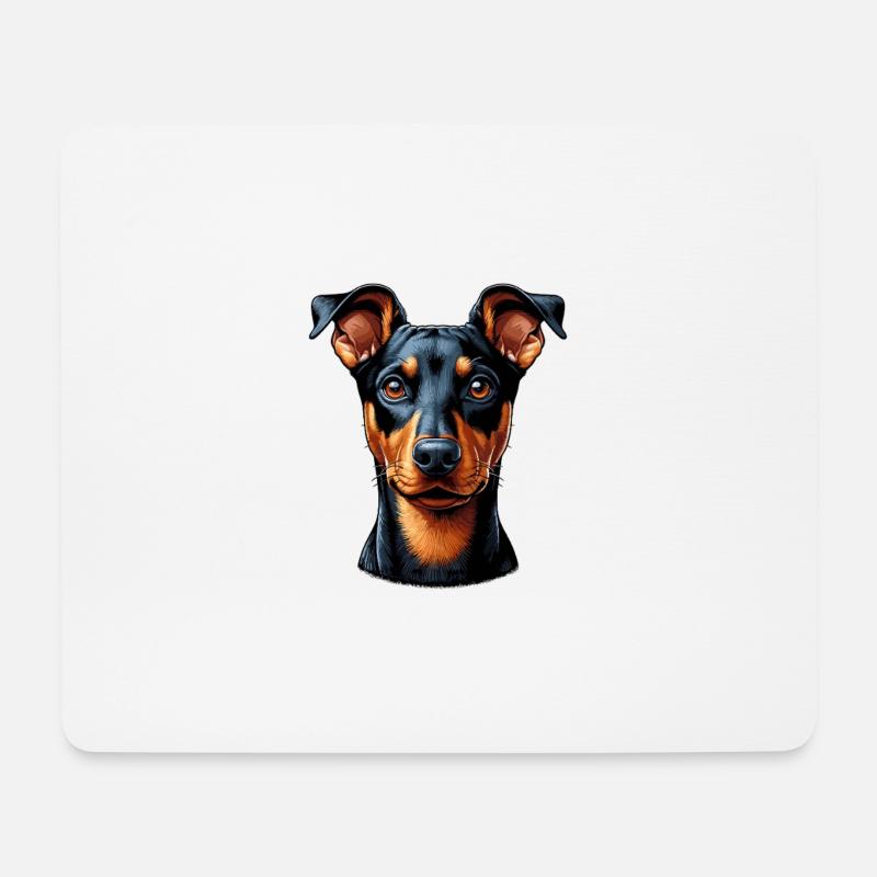 Hundegesicht - Deutscher Pinscher - Mousepad (Querformat) - Weiß